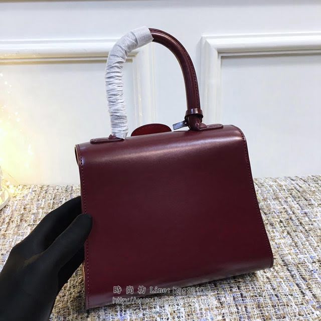 DELVAUX女包 德爾沃Brillant經典款 進口box牛皮 德爾沃女手提包 DV0028雙拼紅 小號Delvaux單肩包  fcs1113